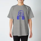 フラミンゴ洋裁店のふたつ結びの女の子 青 スタンダードTシャツ