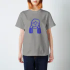 フラミンゴ洋裁店のふたつ結びの女の子 青 スタンダードTシャツ