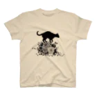 切り絵草太の花に乗る猫 スタンダードTシャツ