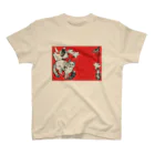 made blueのRetoro Japanese red Fox stationery Regular Fit T-Shirt