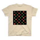 MOTU_Designの（小）スイカ 西瓜 Watermelon dot（ブラック） 水玉 티셔츠