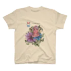 猫乃店のBlue butterfly collage Regular Fit T-Shirt