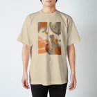 Prism coffee beanの【ラテアート】レイヤーラテアート/オレンジブラウン Regular Fit T-Shirt