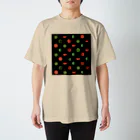 MOTU_Designの（小）スイカ 西瓜 Watermelon dot（ブラック） 水玉 티셔츠