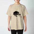 花日和 畳のびっちょん金魚(黒) Regular Fit T-Shirt
