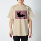 まろ屋のくつ下をはいたネコ（ピンク） スタンダードTシャツ