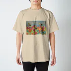 hal's SHOPのミツバチとお花畑 Regular Fit T-Shirt