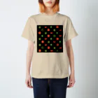MOTU_Designの（小）スイカ 西瓜 Watermelon dot（ブラック） 水玉 Regular Fit T-Shirt