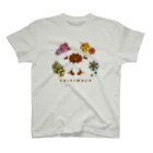 Nari's Farm(ナリズファーム)ひつじと桃のちびもこさんと四季(カラー) スタンダードTシャツ