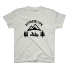 too muchの人間用のOUTDOOR LIFE黒 スタンダードTシャツ