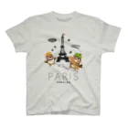 “すずめのおみせ” SUZURI店のHello! すずめだいきち（PARIS） スタンダードTシャツ