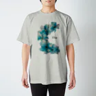 Tink_handmadeのTink ターコイズブルーflowerロゴ入り Regular Fit T-Shirt