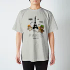 “すずめのおみせ” SUZURI店のHello! すずめだいきち（PARIS） スタンダードTシャツ