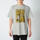 おちょぴの黄色い牡丹と富士額猫 スタンダードTシャツ