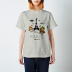 “すずめのおみせ” SUZURI店のHello! すずめだいきち（PARIS） スタンダードTシャツ