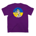 諭苑のSUZURI店のLove＆Peace観世音菩薩ウクライナ国旗背景 Regular Fit T-Shirtの裏面