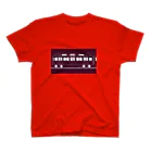 tuiteru0803のあずき色の電車２（レールと架線のライン入り） スタンダードTシャツ