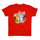 mofuwaのLEOPOARD TWINS(red) Regular Fit T-Shirt