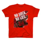 まちゅ屋のNo Rock. No Life. Red（Bass） Regular Fit T-Shirt