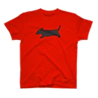 CHOSANAの走る犬 ダックス ブラック Regular Fit T-Shirt