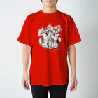 mofuwaのWOLF BROS(red) Regular Fit T-Shirt