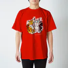 mofuwaのLEOPOARD TWINS(red) スタンダードTシャツ