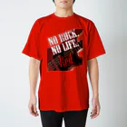 まちゅ屋のNo Rock. No Life. Red（Bass） Regular Fit T-Shirt