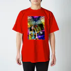 GECKO-SO-SINGのパワーストーン『ブラッドショットアイオライト』 Regular Fit T-Shirt