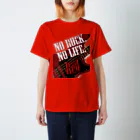 まちゅ屋のNo Rock. No Life. Red（Bass） スタンダードTシャツ