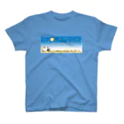 OHJUYAのMoon, sandy beach and cat Regular Fit T-Shirt