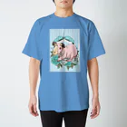 Lichtmuhleのレジメンタルストライプ×モルモット 水色 Regular Fit T-Shirt