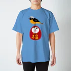 MIYUFIの野鳥ジョウビタキ♂とダルマ スタンダードTシャツ