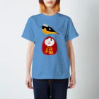 MIYUFIの野鳥ジョウビタキ♂とダルマ スタンダードTシャツ