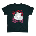 ねこじゃらしの水玉と猫 -polka dots and cat-（赤桃） スタンダードTシャツ