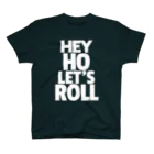 HARAKARAのHEY HO LET`S ROLL ホワイトロゴ スタンダードTシャツ