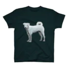 PADKA（ぱだか）のWhite Dog ふんわり白犬 スタンダードTシャツ