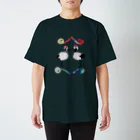 【全盲の絵描き】オバケのタムタムの2匹の鶴とアイヌ文様【全盲の絵描き】 スタンダードTシャツ