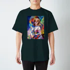 くろまる_AI/ColorMerry_AIのカラフル空間の女の子1 スタンダードTシャツ