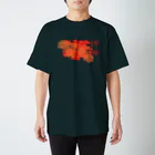 【松】黒金アートこぎん和紙和柄の紅津軽tsugaru和柄 スタンダードTシャツ