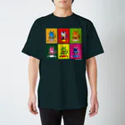 aoinekoLEO Joulupukkiのレオ６カラープリント（白ロゴ）-Tシャツ スタンダードTシャツ