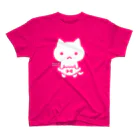 ねこぱんつのぱんつが大きくて常に支えているねこ（しろ） スタンダードTシャツ