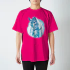 馬の絵の画家　斉藤いつみのサラブレッドのお顔Tシャツ（ブルー） スタンダードTシャツ