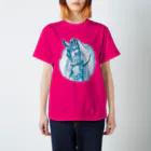 馬の絵の画家　斉藤いつみのサラブレッドのお顔Tシャツ（ブルー） Regular Fit T-Shirt