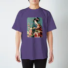 MistyStarkの着物女性の切り絵アート　―　Kimono woman paper-cutting art　ー Regular Fit T-Shirt