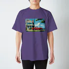 MistyStarkの赤いコルベットと海辺の家　－　red corvette and seaside house　－ スタンダードTシャツ