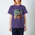 MistyStarkの着物女性の切り絵アート　―　Kimono woman paper-cutting art　ー Regular Fit T-Shirt