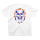 ラッキークライミングマンの FIXED GEAR BLUES / BURN YOUR WHEELS スタンダードTシャツの裏面