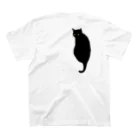 小鳥と映画館の振り向く黒猫達 (両面イラスト) スタンダードTシャツの裏面