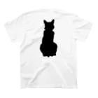 アトリエGINのロシアンブルー銀　猫の100% Tシャツ(黒シルエットVer)  スタンダードTシャツの裏面