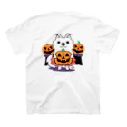 イラスト MONYAAT のバックプリント ポメラとハロウィン スタンダードTシャツの裏面